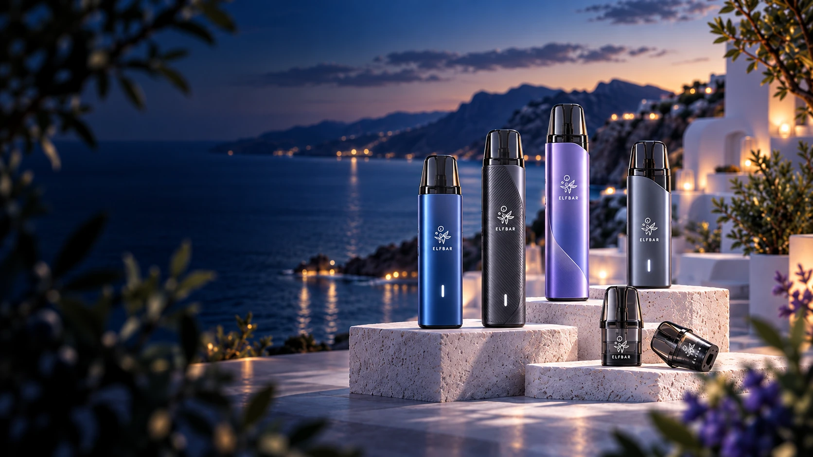 Illustrative Produktdarstellung – Elfbar ELFX: das wiederbefüllbare Pod-System im Überblick Illustrative Elfbar ELFX Produktwelt mit Geräten und Pods